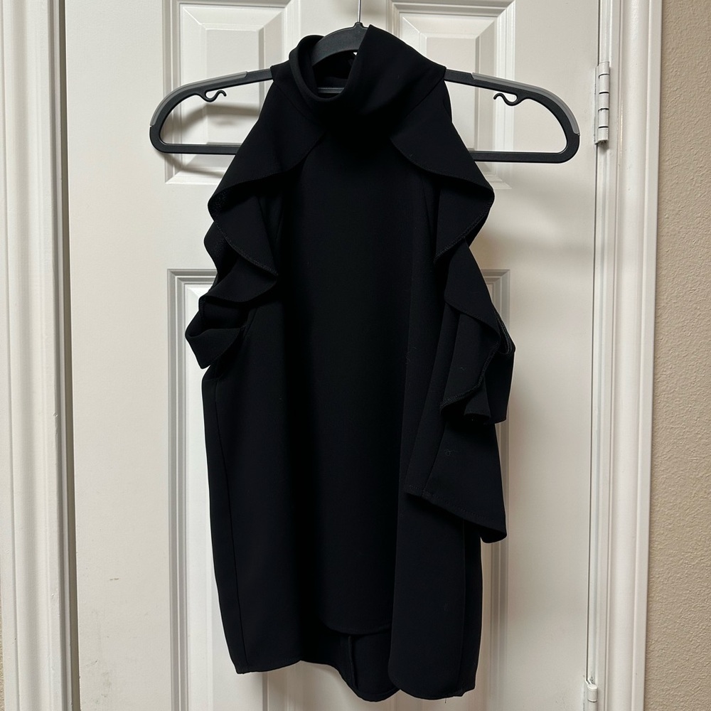 Black TopShop Halter Neck Ruffled Blouse size 4